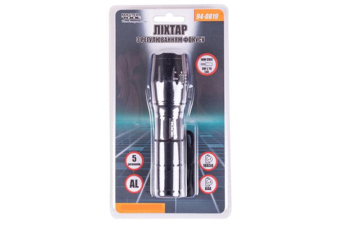 Фонарь Mastertool 1LED x 10 Вт x 5 режимов (94-0819)
