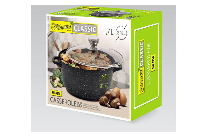 Каструля антипригарная Maestro 180 мм x 1.7 л Granite (MR-4218)