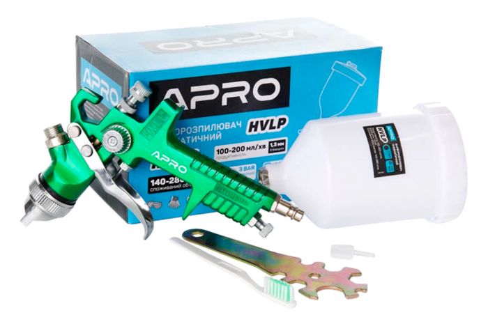 Краскопульт пневматичний HVLP Apro 600 мл x 1.3 мм ВБ пластик (850032)