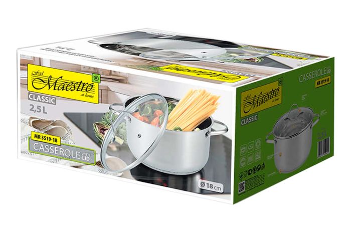 Кастрюля нержавеющая Maestro 180 мм x 2.5 л (MR-3519-18)