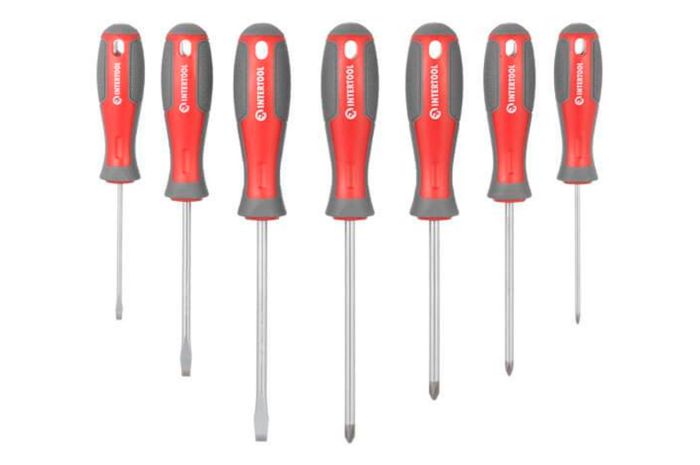 Набір викруток Intertool – PH x SL x T з бітами та головками 63 од. (VT-3363)