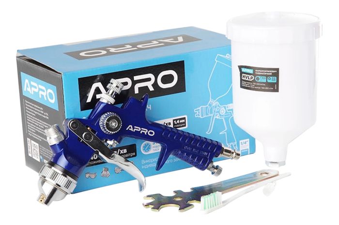 Краскопульт пневматический HVLP Apro 600мл x 1.4мм ВБ пластик (850035)