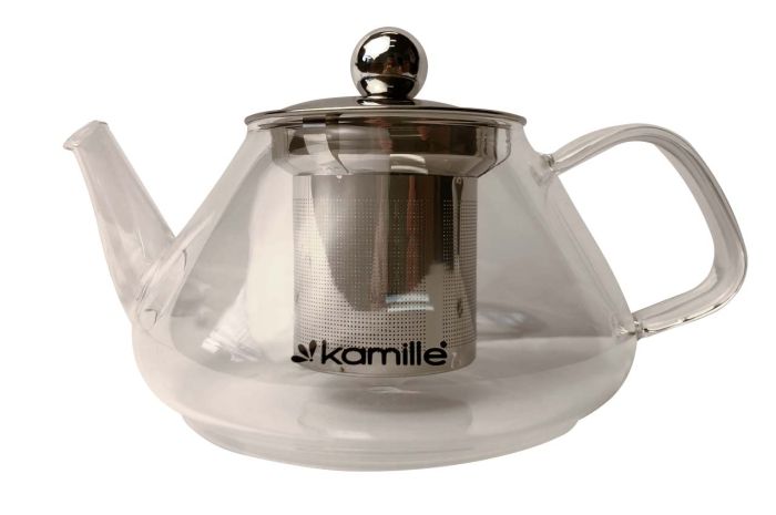 Чайник скляний вогнетривкий Kamille 1000мл із заварником (0782L)