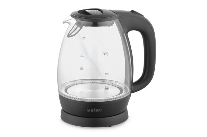 Електрочайник скляний Metec 1.7л чорний (700014)