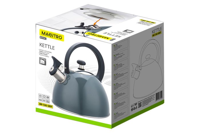 Чайник нержавіючий Maestro 2.5л сірий (MR-1302-GREY)