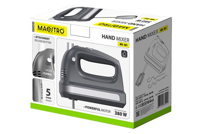 Миксер ручной Maestro 380Вт черный (MR-501)