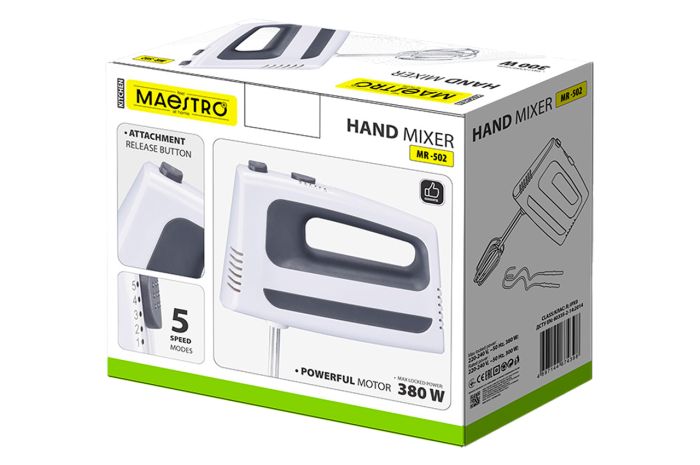 Миксер ручной Maestro 380Вт белый (MR-502)