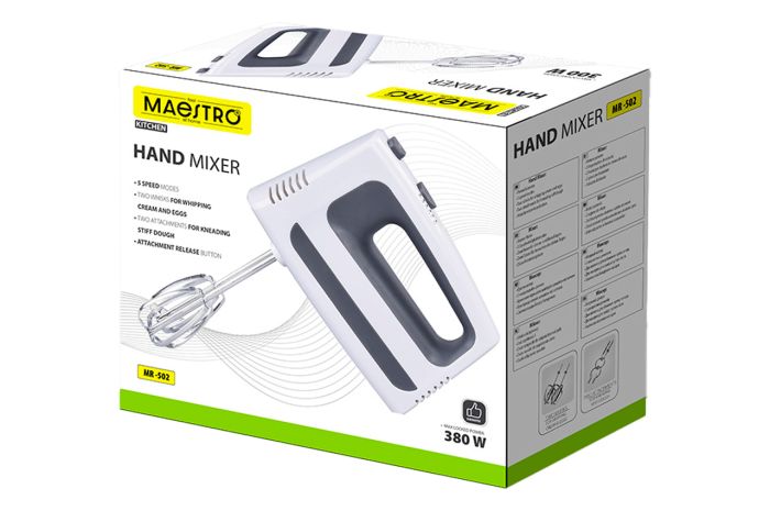 Миксер ручной Maestro 380Вт белый (MR-502)