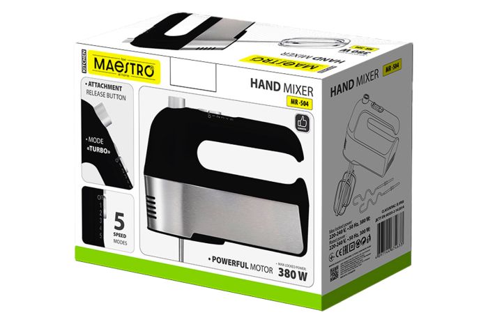 Міксер ручний Maestro 380Вт чорний (MR-504)