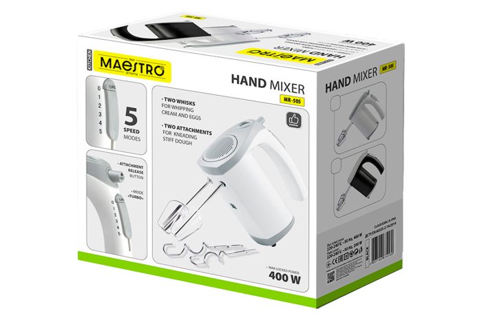 Міксер ручний Maestro 400Вт чорний (MR-505-BLACK)