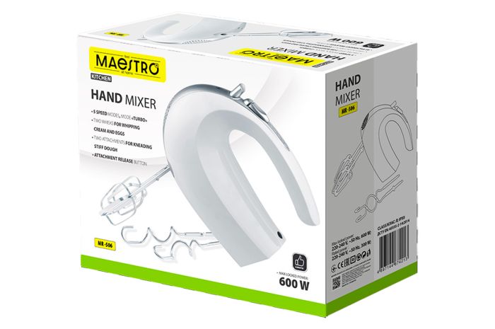 Міксер ручний Maestro 600Вт білий (MR-506)