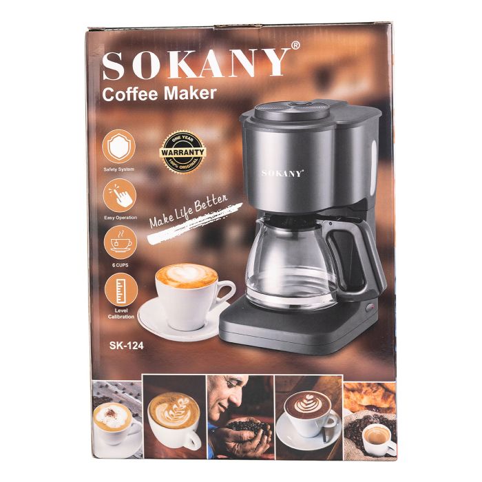 Кавоварка краплинна Sokany з підігрівом кавника 600 мл SK-124