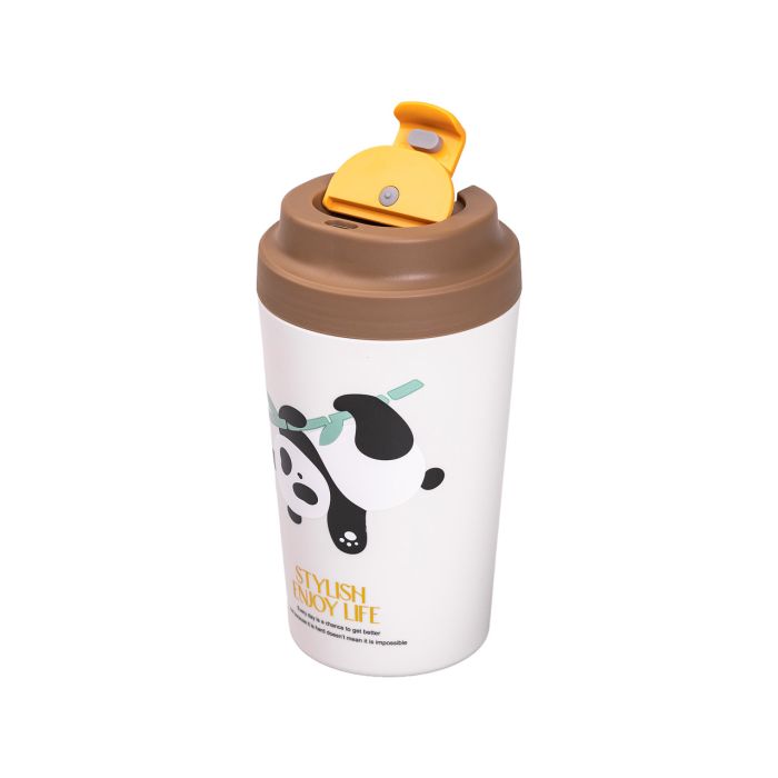 Термочашка Panda з порцелянаовою колбою 380 мл Коричнева HP-14-12BR