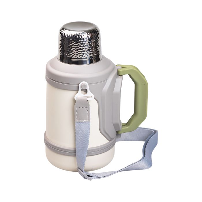 Термос Vacuum Cup 1.5 літра з ремінцем і складною ручкою білий HP-14-21W