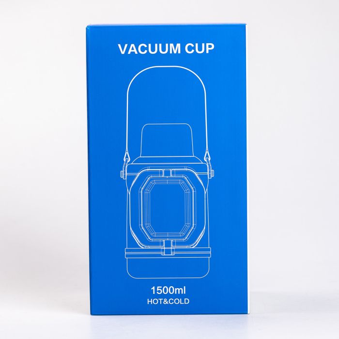 Термос Vacuum Cup 1.5 літра з ремінцем і складною ручкою коричневий HP-14-21V