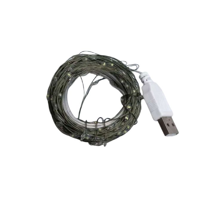 Гірлянда роса 20 метрів USB на 200 led світлодіодів крапля на зеленому дроті мультиколор USB200L20MGML