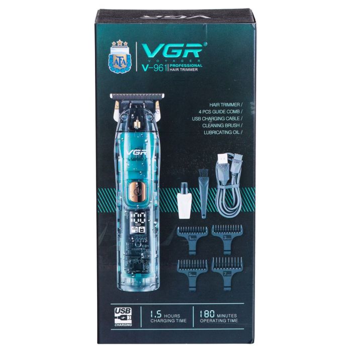 Тример для стрижки акумуляторний з 4 насадками Зелений VGR HP-V-961