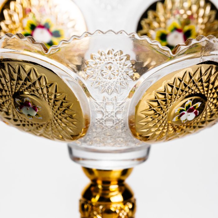 Ваза для фруктів скляна Gold Glass 22 см Yiwu HP-34-140