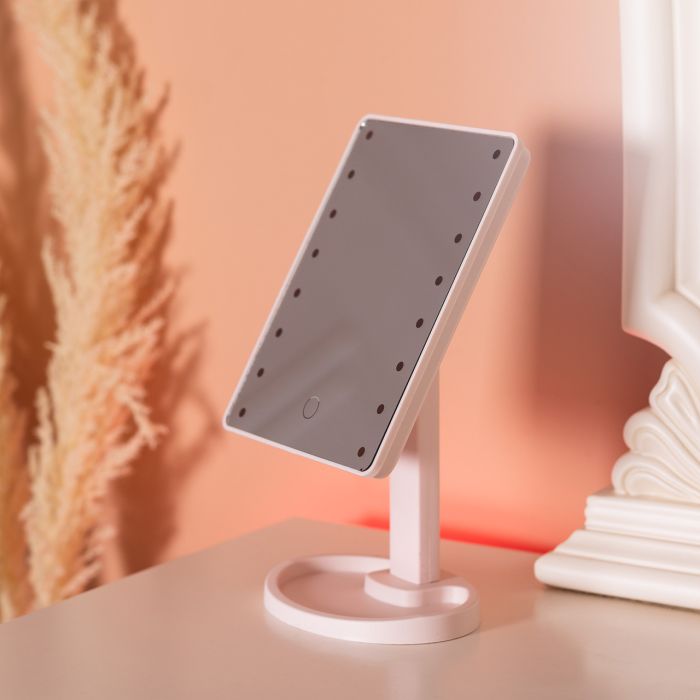 Дзеркало косметичне 21х16 см 16 LED Чорне HP-10-3AP